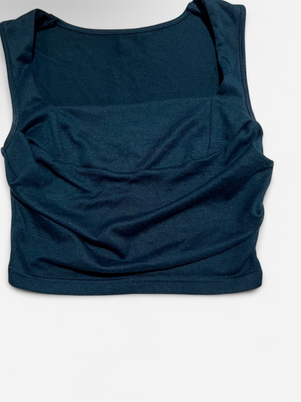 Women's Navy Ruched Sleeveless Cropped Tank Top